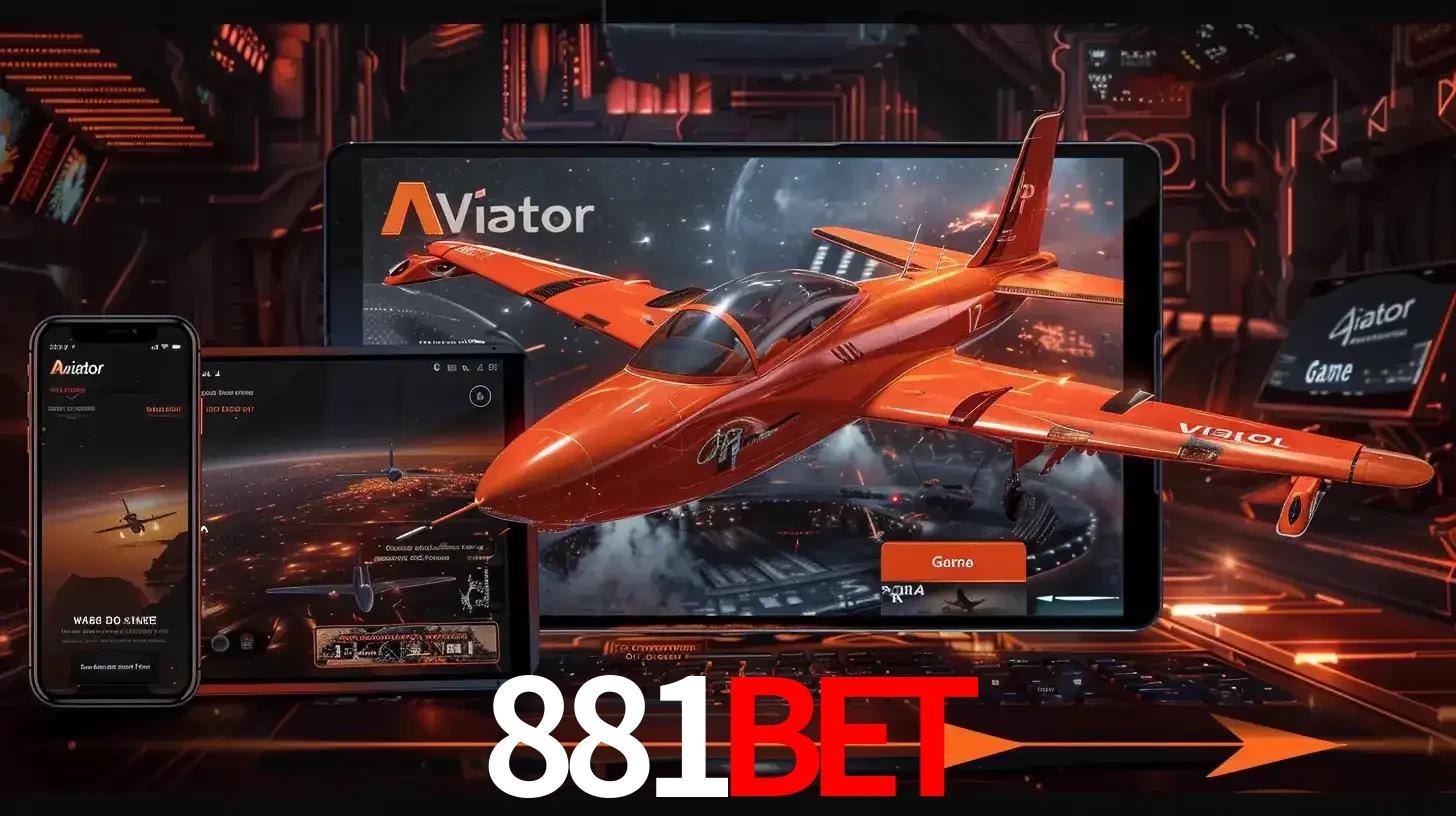 Apresentação tecnológica do jogo Aviator com um avião saindo da tela de um tablet, demonstrando a experiência imersiva em múltiplos dispositivos no 881bet.