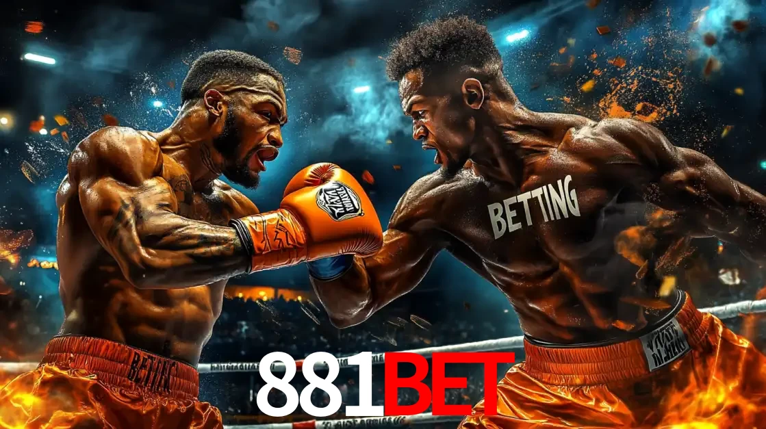 Dois boxeadores em uma luta intensa e explosiva, representando a adrenalina e as oportunidades de apostas em esportes de combate disponíveis na plataforma 881bet.