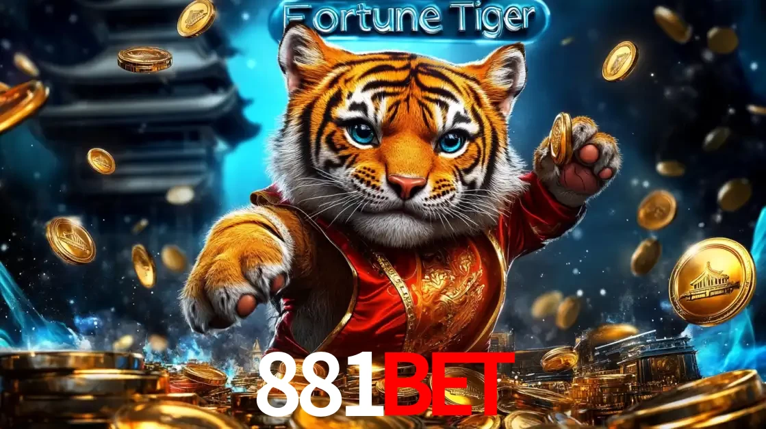Imagem promocional do jogo de slot Fortune Tiger, com um tigre majestoso em traje tradicional cercado por uma fortuna em moedas de ouro, disponível agora no cassino 881bet.